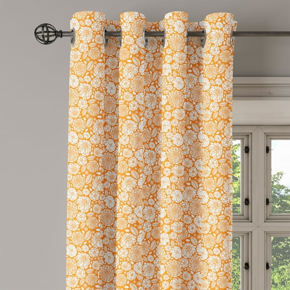 Ambesonne Spring Grommet Curtain Single Panel, Summer Garden Floral, 50"x60", Marigold and White