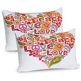 thumbnail image 1 of Ambesonne Spring Pillow Sham 2 Pack, Hippie Floral Heart Sign, 30"x20", Multicolor, 1 of 3