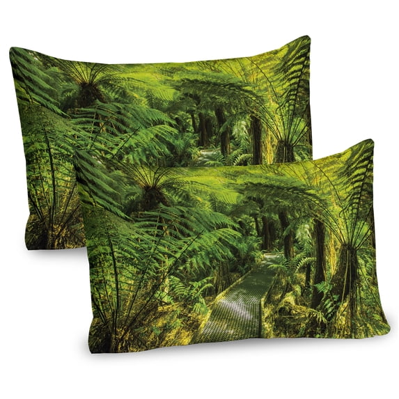 Ambesonne Spring Pillow Sham 2 Pack, Traveling Nature, 30"x20", Green