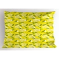 thumbnail image 1 of Ambesonne Spring Pillow Sham, Fresh Lemons with Leaves, 26" X 20", Yellow Fern Green, 1 of 2