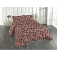 thumbnail image 1 of Ambesonne Spring Quilted Bedspread Set 3 Pcs, Butterflies on Dark Back, Twin, Dark Coral and Vermilion, 1 of 4