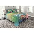 thumbnail image 1 of Ambesonne Spring Quilted Bedspread Set 3 Pcs, Digital Lilacs Dragonfly, King Size, Fern Green Purple, 1 of 3