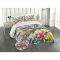 thumbnail image 1 of Ambesonne Spring Quilted Bedspread Set 3 Pcs, Dream Scene Flowers Lavender, Queen Size, Pale Lilac Fern Green, 1 of 4