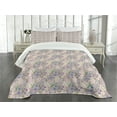thumbnail image 1 of Ambesonne Spring Quilted Bedspread Set 3 Pcs, Farm Flower Lilacs Bloom, King Size, Lilac Blue and White, 1 of 3