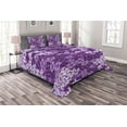 thumbnail image 1 of Ambesonne Spring Quilted Bedspread Set 3 Pcs, Spring Romantic Meadow, Queen Size, Purple White, 1 of 3