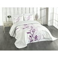 thumbnail image 1 of Ambesonne Spring Quilted Bedspread Set 3 Pcs, Violet Tree Blossoms Image, King Size, Plum White, 1 of 3