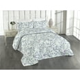 thumbnail image 1 of Ambesonne Spring Quilted Bedspread Set 3 Pcs, Watercolor Flower Foliage, Twin, Blue Grey and Pale Lavender, 1 of 4