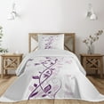 thumbnail image 1 of Ambesonne Spring Quilted Coverlet 2 Pcs, Violet Tree Blossoms Image, Twin Size, Plum White, 1 of 5