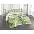 thumbnail image 1 of Ambesonne Spring Quilted Coverlet 3 Pcs, Tropic Exotic Palm Trees, King Size, Green Ecru, 1 of 2