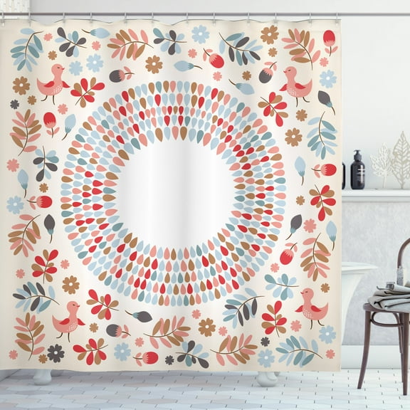 Ambesonne Spring Shower Curtain, Botany and Birds Art, 69"Wx70"L, Multicolor