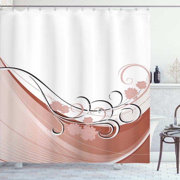 Ambesonne Spring Shower Curtain, Floral Arrangement Branches, 69"Wx75"L, Dried Rose