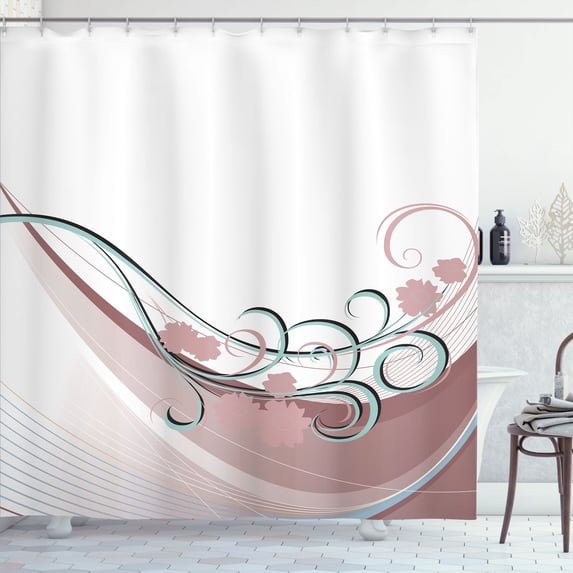 Ambesonne Spring Shower Curtain, Floral Arrangement Branches, 69"Wx75"L, Pale Blue