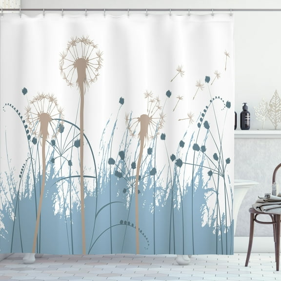 Ambesonne Spring Shower Curtain, Floral Silhouette Dandelion, 69"Wx70"L, Blue Grey