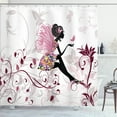 thumbnail image 1 of Ambesonne Spring Shower Curtain, Flower Butterflies, 69"Wx70"L, Maroon Black Pink, 1 of 5