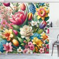 thumbnail image 1 of Ambesonne Spring Shower Curtain, Jumble Colors Garden Flowers, 69"Wx75"L, Green Magenta Multicolor, 1 of 4
