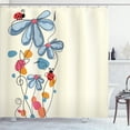 thumbnail image 1 of Ambesonne Spring Shower Curtain, Ladybug Illustration Floral, 69"Wx70"L, Cadet Blue, 1 of 4