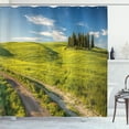 thumbnail image 1 of Ambesonne Spring Shower Curtain, Tuscany Wildflowers View, 69"Wx84"L, Sky Blue Fern Green, 1 of 5