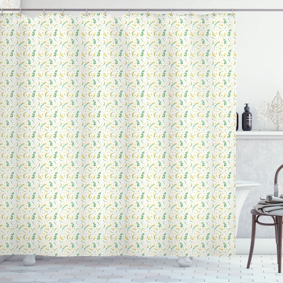 Ambesonne Spring Shower Curtain, Vintage Hearts Flowers Leaf, 69"Wx70"L, Orange Lime Green