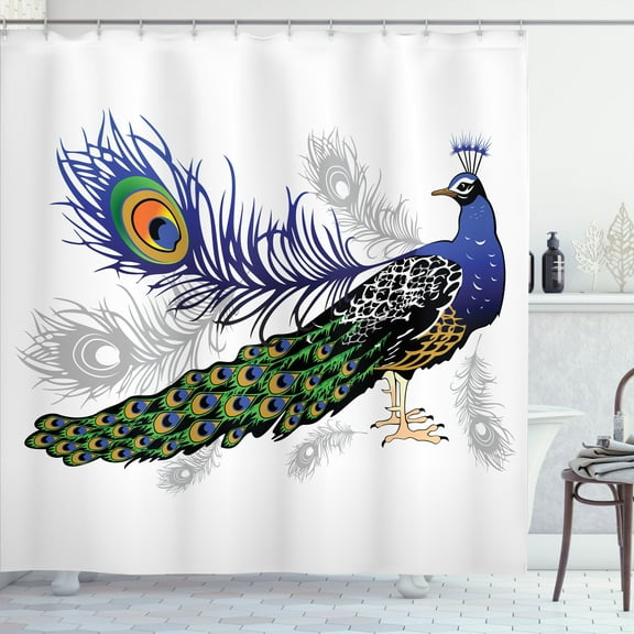 Ambesonne Spring Shower Curtain, Wild Peacock Feather, 69"Wx70"L, Multicolor