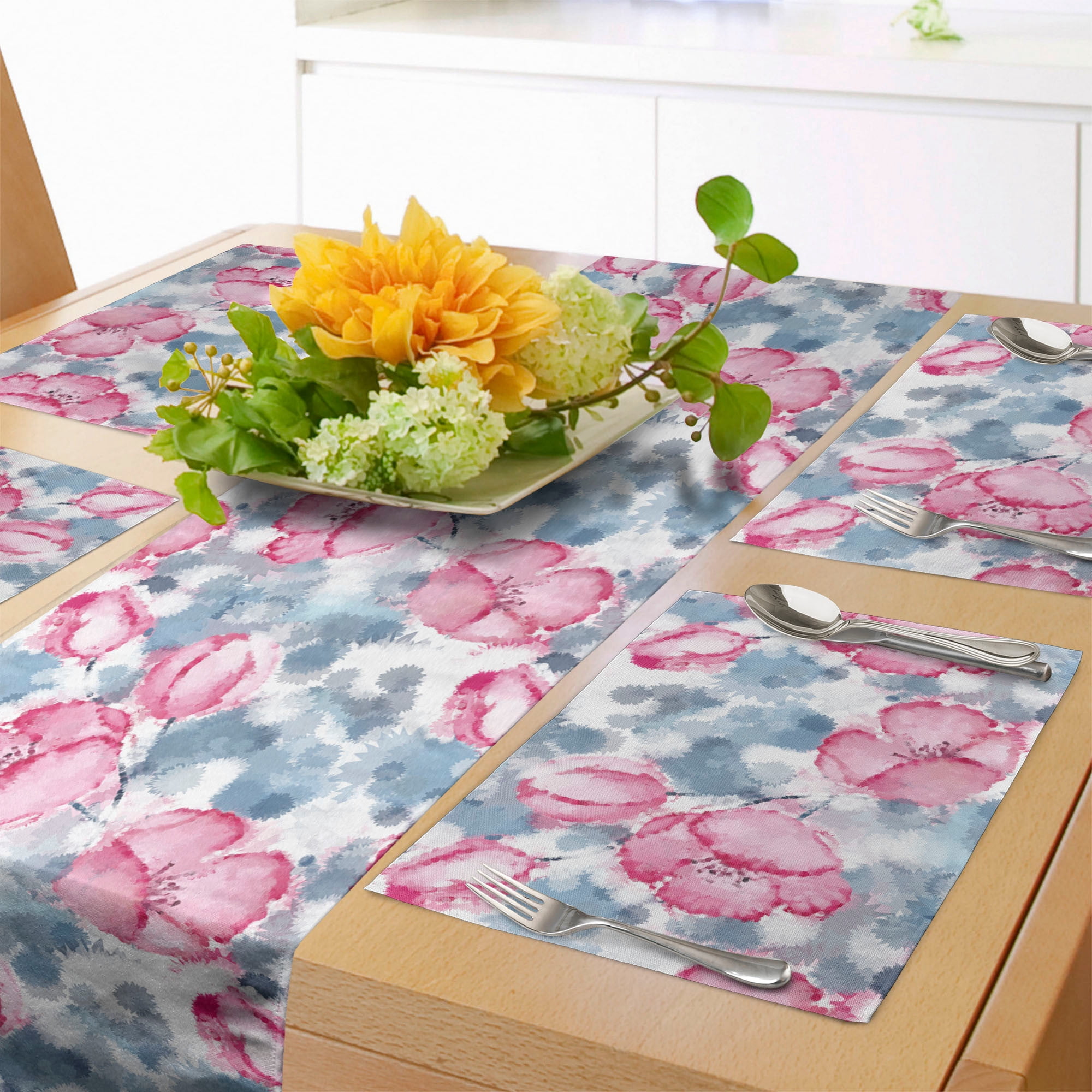 C&F Home Set Of 4 Round Placemats - Watercolor Pumpkin Design, 17" Quilted Reversible Cotton, Machine Washable