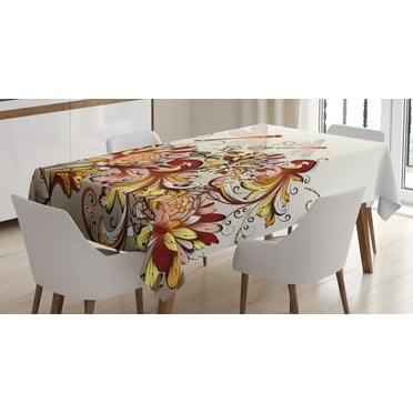 Ambesonne Spring Tablecloth Rectangular Table Cover, Flower Field Dragonfly, 60"x90", Multicolor
