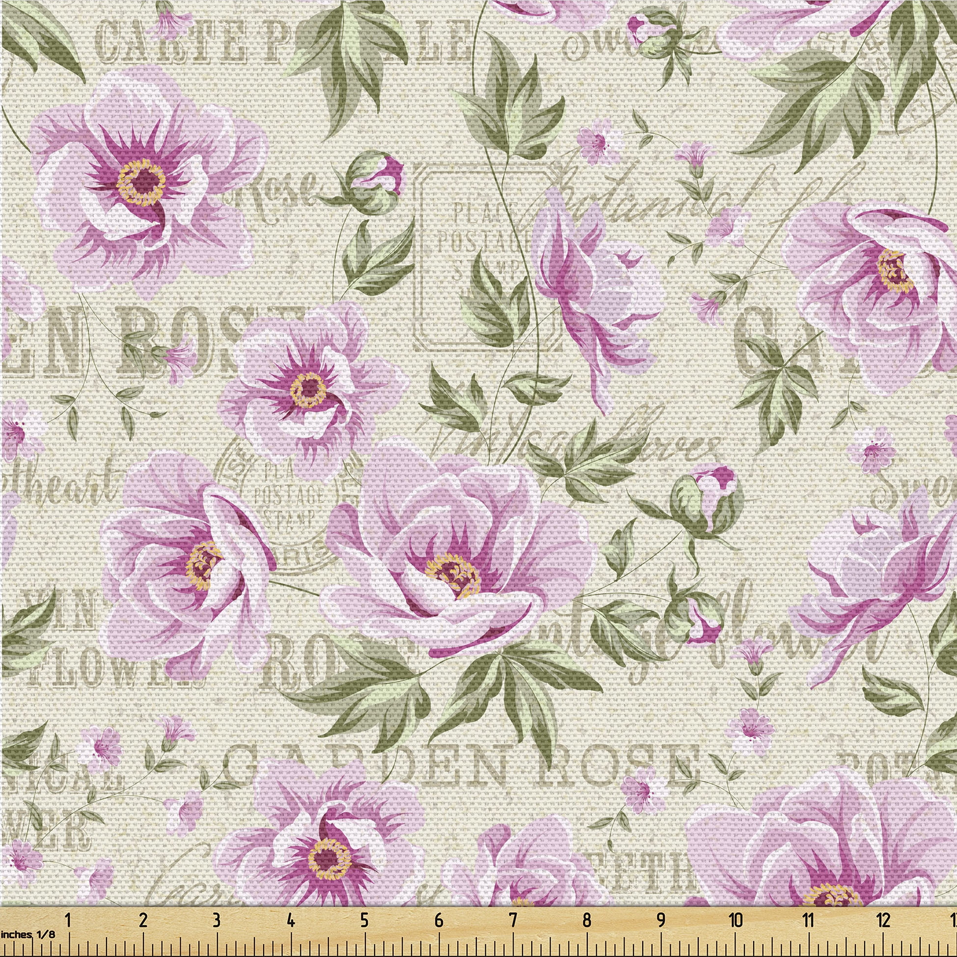 Ambesonne Spring Themed Fabric by the Yard Upholstery, Floral Garden ...