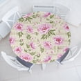 thumbnail image 1 of Ambesonne Spring Themed Fitted Round Tablecloth, Floral Garden Scene, 40"- 44" Diameter, Pale Pink Laurel Green, 1 of 1