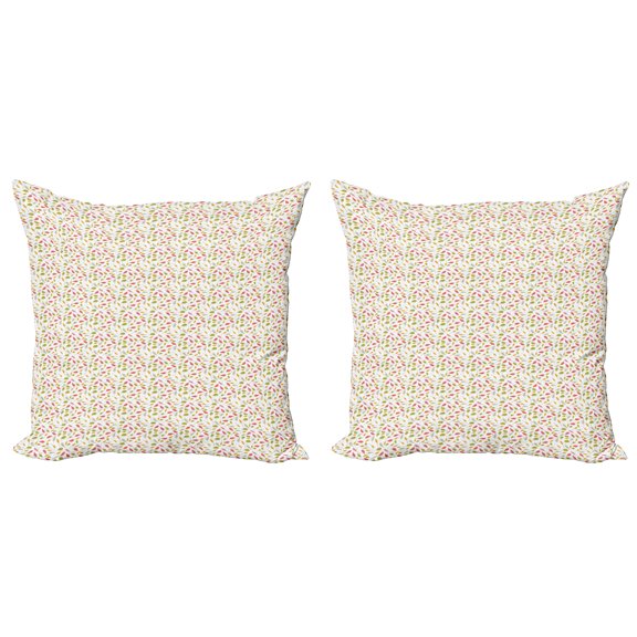 Ambesonne Spring Throw Pillow Cover 2 Pack, Falling Lobed Leaves, 20", Multicolor