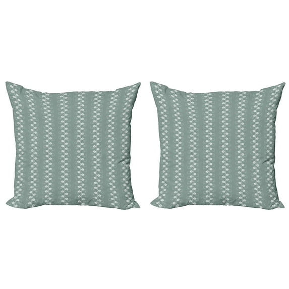 Ambesonne Spring Throw Pillow Cover 2 Pack, Rococo Influences Essence, 18", Pale Sage Green White