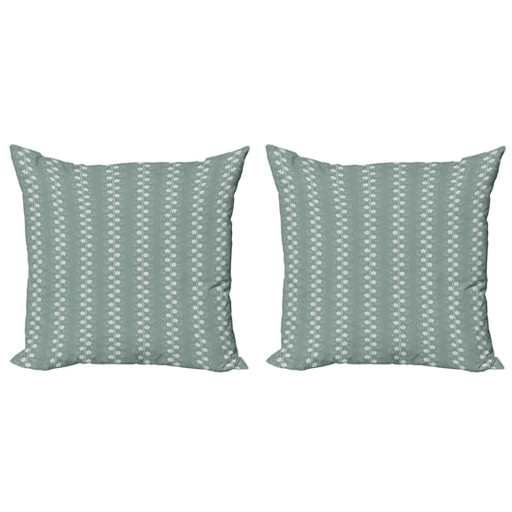 Ambesonne Spring Throw Pillow Cover 2 Pack, Rococo Influences Essence, 20", Pale Sage Green White