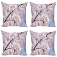 thumbnail image 1 of Ambesonne Spring Throw Pillow Cover 4 Pack, Floral Cherry Branches, 24", Pale Pink, 1 of 5