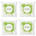 thumbnail image 1 of Ambesonne Spring Throw Pillow Cover 4 Pack, Green Leaves Corolla Circle, 16", White and Lime Green, 1 of 2