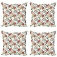 thumbnail image 1 of Ambesonne Spring Throw Pillow Cover 4 Pack, Lilacs Roses Flowers, 24", Pale Pink Cream, 1 of 5
