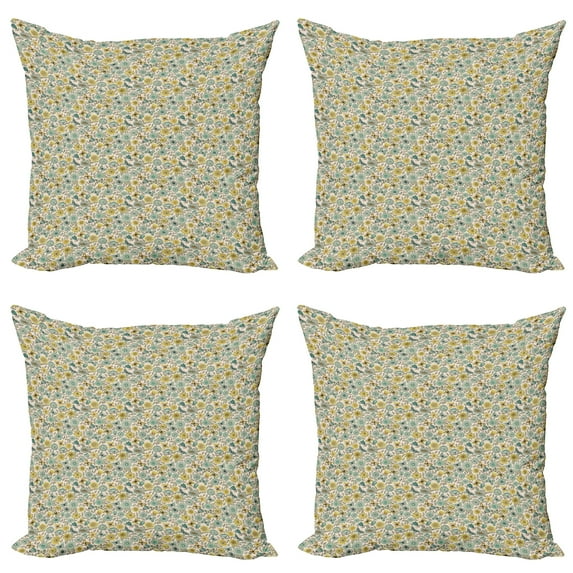 Ambesonne Spring Throw Pillow Cover 4 Pack, Retro Butterfly Wings Floral, 18", Multicolor