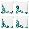 thumbnail image 1 of Ambesonne Spring Throw Pillow Cover 4 Pack, Sunny Butterflies Morphs, 16", Black Turquoise, 1 of 6