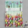 thumbnail image 1 of Ambesonne Spring Valance & Curtain 3 Pcs Set, Colorful Tulip Garden Dots, 55"x45", Mint Green and Multicolor, 1 of 7