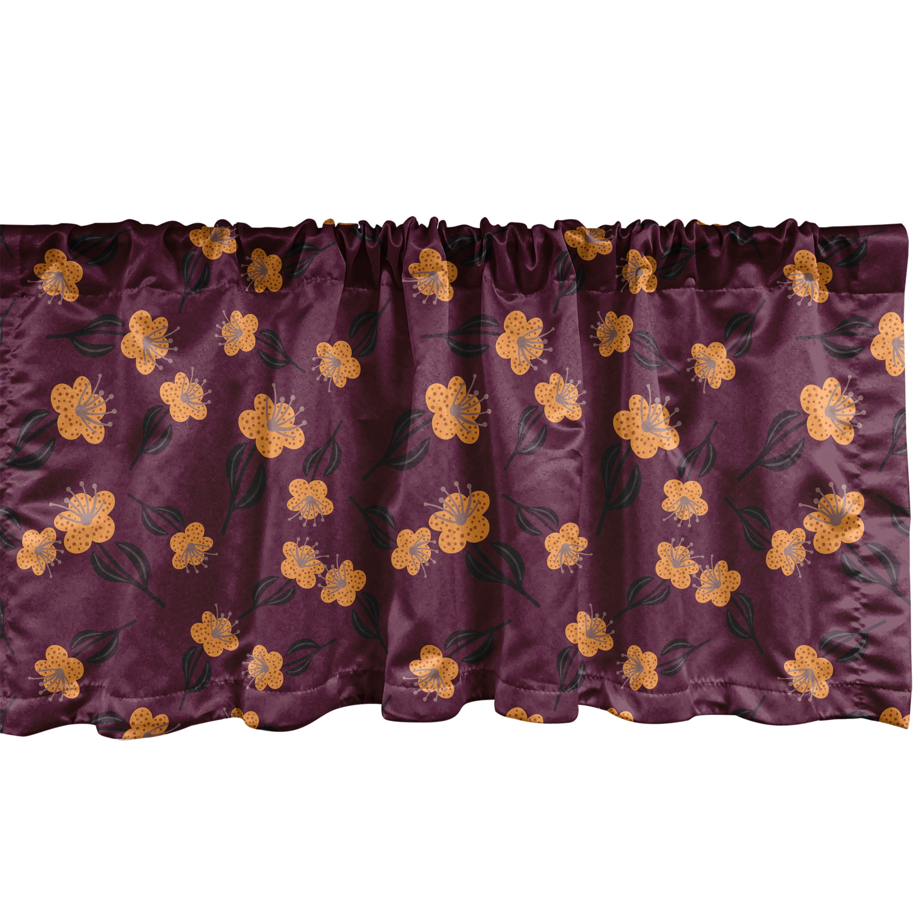Dark Magenta and Pale Pink Satin Floral Valance Set