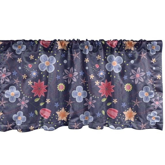 Ambesonne Spring Window Valance, Colorful Theme Petals Doodle, 54" X 18", Multicolor
