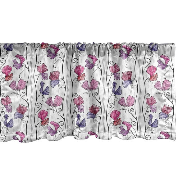 Ambesonne Spring Window Valance, Flowers on Thin Branches Art, 54" X 12", Multicolor