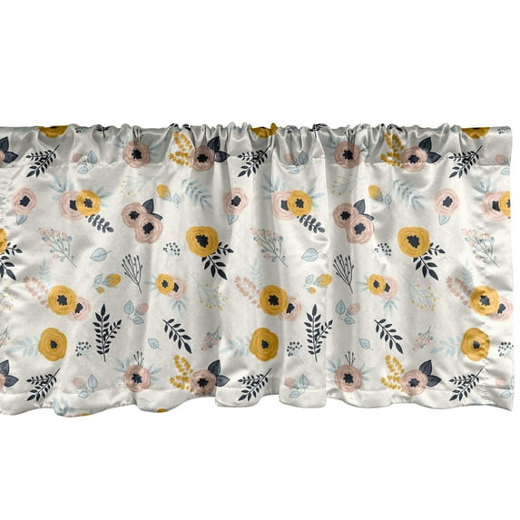 Ambesonne Spring Window Valance, Pastel Romantic Nature Art, 42" x 12", Eggshell Multicolor
