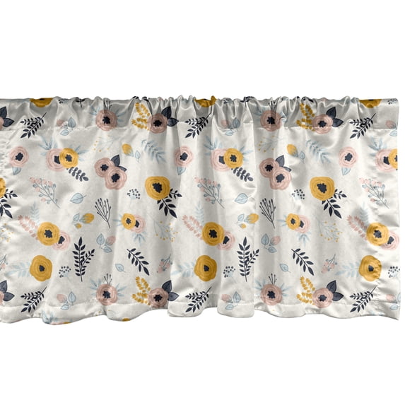Ambesonne Spring Window Valance, Pastel Romantic Nature Art, 54" X 18", Eggshell Multicolor