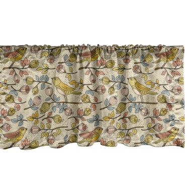 Ambesonne Spring Window Valance, Perching Birds Tree Branches, 54" X 12", Multicolor