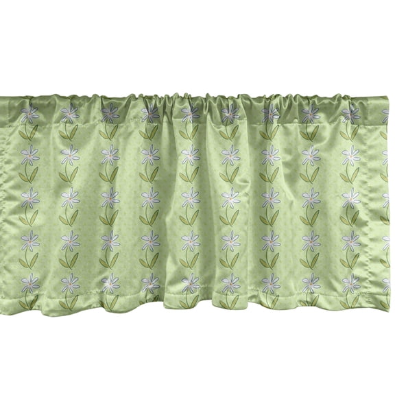 Ambesonne Spring Window Valance, Simplified Chamomiles Plot, 54" X 18", Khaki Earth Yellow White
