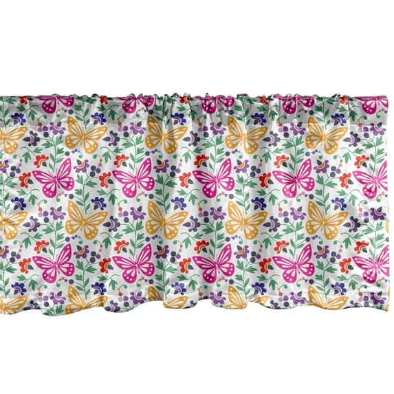Ambesonne Spring Window Valance, Vibrant Summer Blooms, 42" x 12", Multicolor