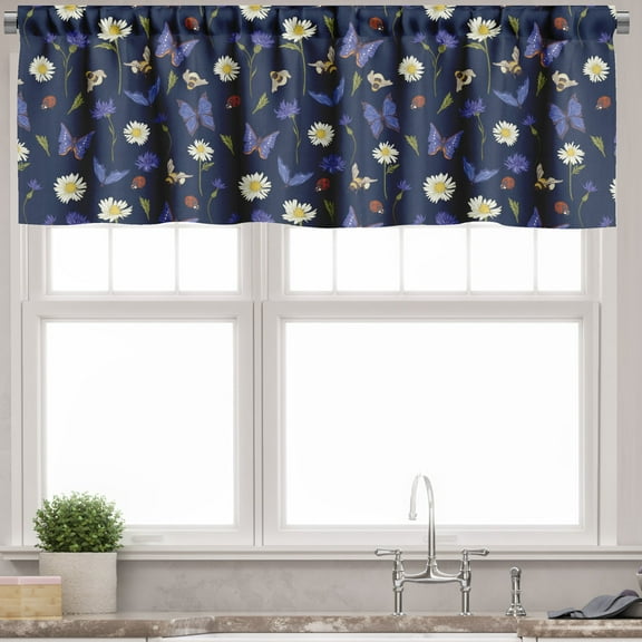 Ambesonne Spring Window Valance, Vintage Flora and Fauna, 54" X 18", Multicolor