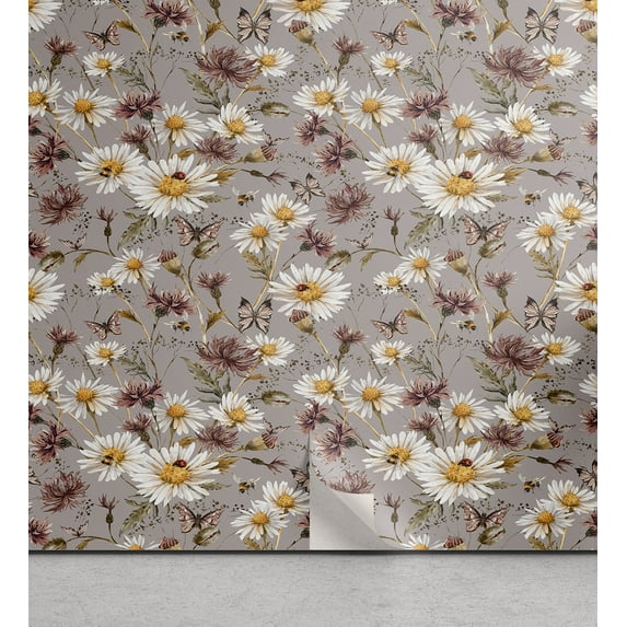 Ambesonne, Springtime Boho Peel & Stick Wallpaper for Home, Nature Tones Dreamy, 13"x72", Apricot and Dried Rose