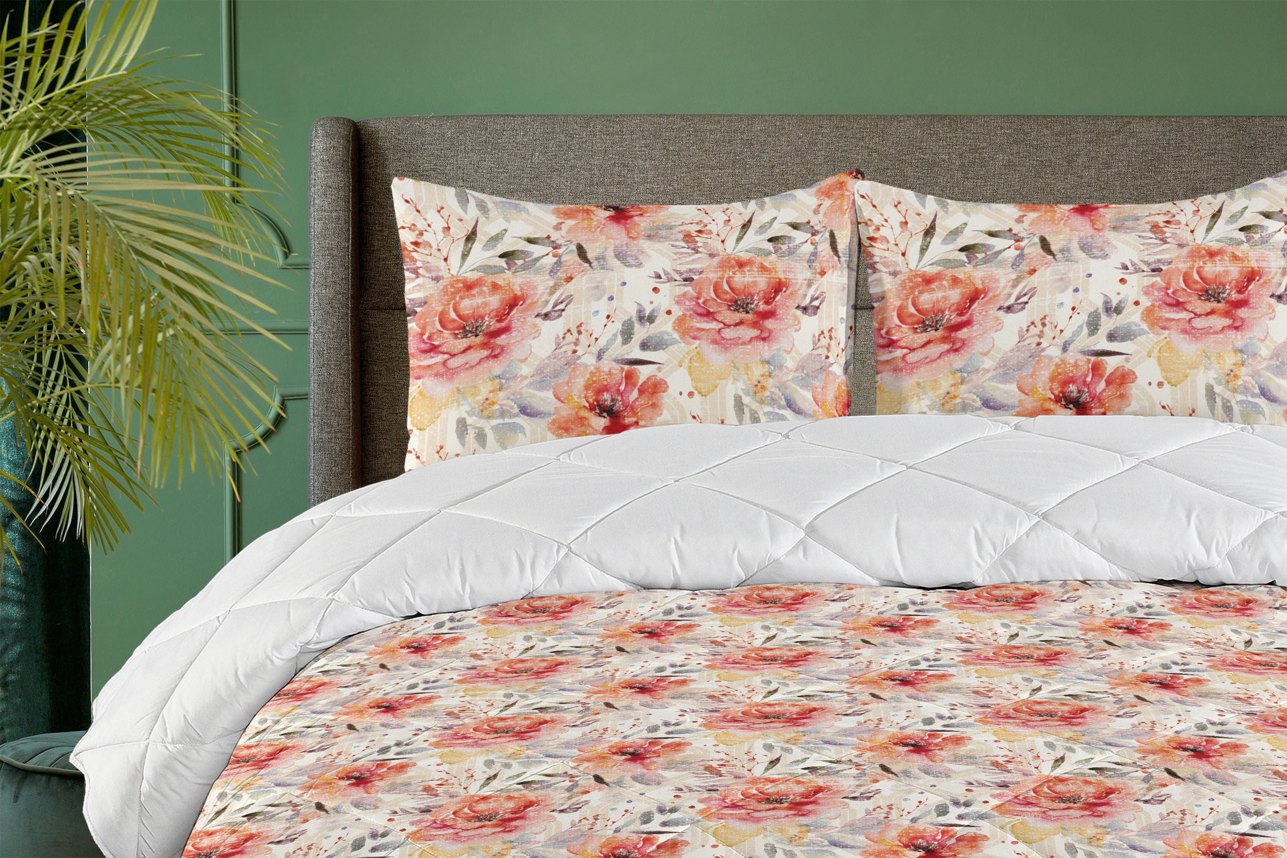 Ambesonne Springtime Down Alternative Quilt Comforter, Art Flowers