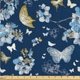 thumbnail image 1 of Ambesonne Springtime Fabric by the Yard, Modern Butterfly Floral, 3 Yards, Dark Lavender Sea Blue, 1 of 5
