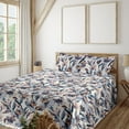 thumbnail image 1 of Ambesonne Springtime Fitted & Flat Sheet with Shams 4 Pcs Set, Alstroemeria Flowers Art, Queen, Lavender Blue Pale Orange, 1 of 5