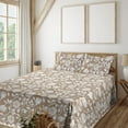 thumbnail image 1 of Ambesonne Springtime Fitted & Flat Sheet with Shams 4 Pcs Set, Minimalist Boho Garden, King, Warm Taupe Off White, 1 of 1